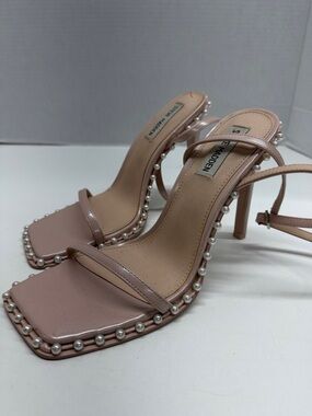 Steve Madden Zelle Pearl Heeled Sandal Square Toe Open Toe Heels Nude Size 8